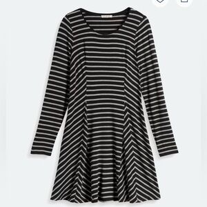 Skies Are Blue Black and White Striped Dress